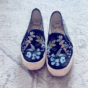 Rifle Paper Co x Keds Embroidered Platform Slip On Sneakers